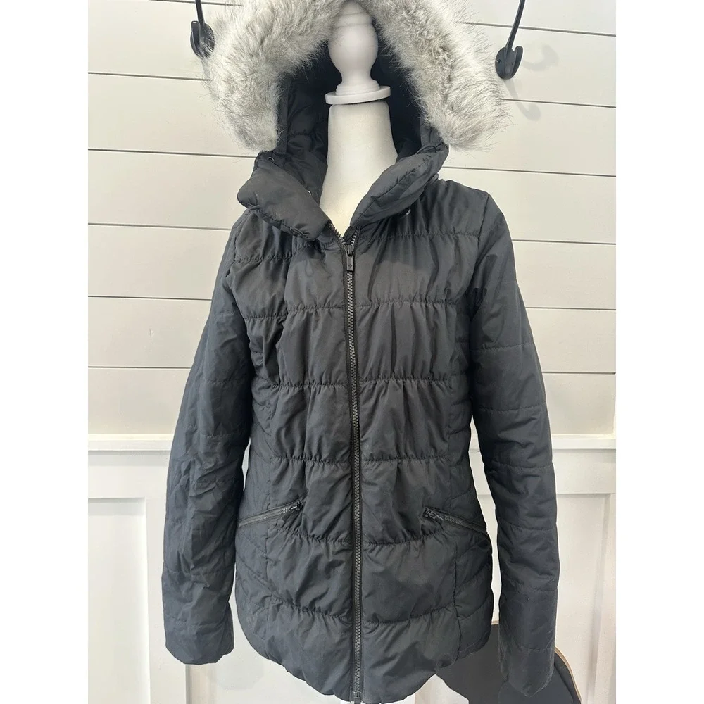 Columbia Thermal‎ Cool Black Parka Size Small W Fur Hood